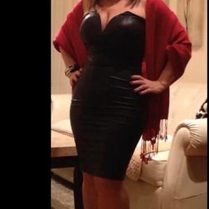 Black strapless knee length dress